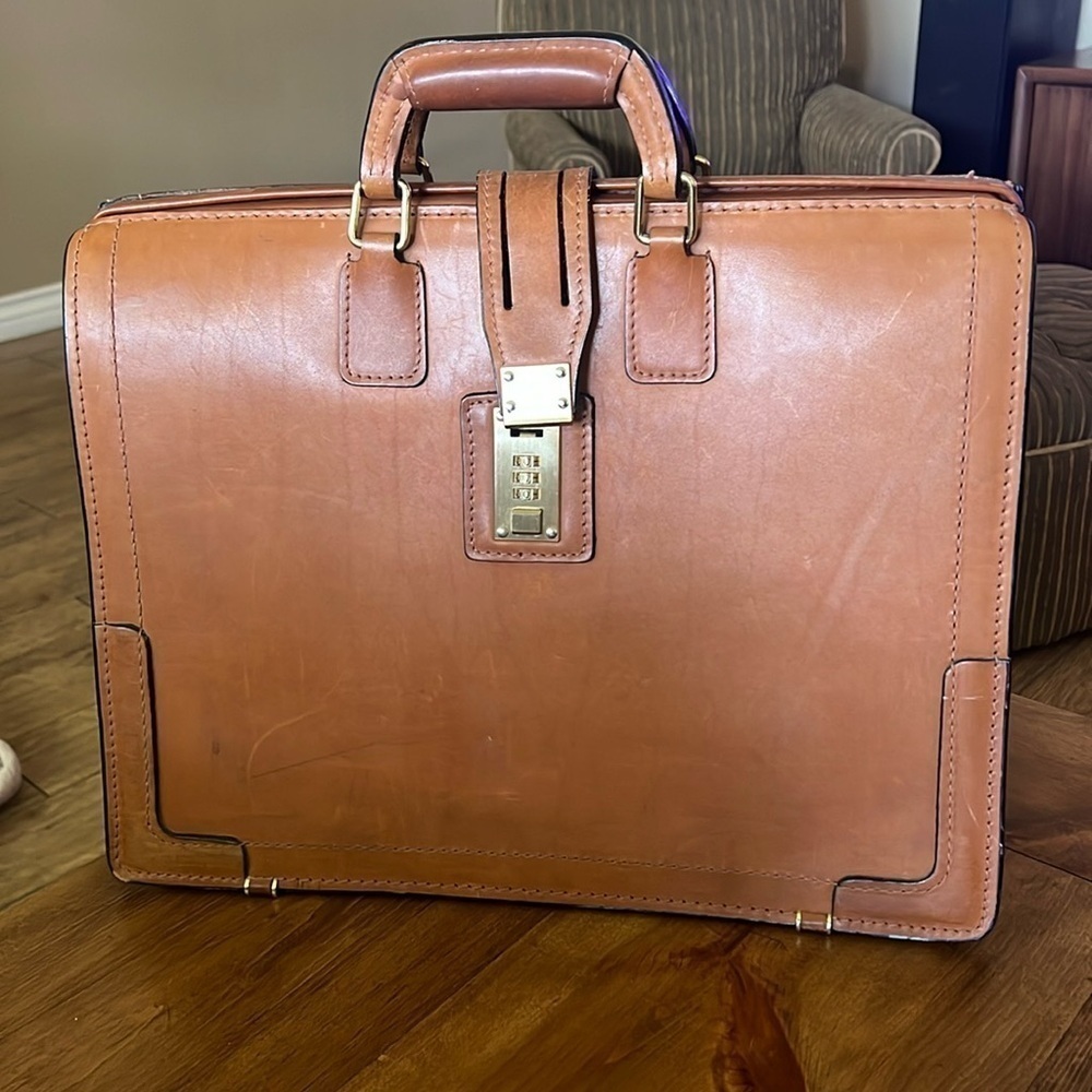 Korchmar  Churchill Belting Leather Briefcase